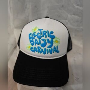 NWT EDC Electric Daisy Carnival White & Black Trucker Hat